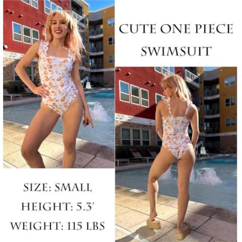 AI'MAGE Women's One Piece Swimsuits Square Neck Tummy Control Bathing Suit with Adjustable Ruffled Straps Swimwear S-XXL