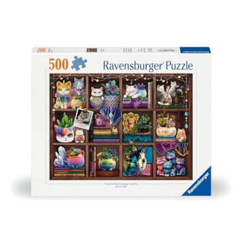 Ravensburger Cats and Succulents Jigsaw Puzzle - 500 Pieces | Adult-Targeted, Relaxing Activity, Interlocking Fit | Handcrafted in Germany | Unique Artwork by Brigid Ashwood