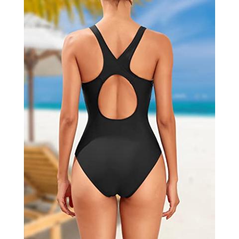 Tempt Me Women Athletic One Piece Swimsuits Sporty Racerback Bathing Suits Full Coverage Modest Swimwear