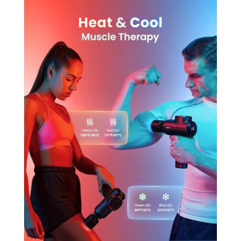 RENPHO Massage Gun with Heat and Cold, FSA and HSA Eligible Percussion Muscle Deep Tissue Massage Gun Portable with Bluetooth, Electric Handheld Massager Gun, Gifts for Men Women, Active+ Thermacool