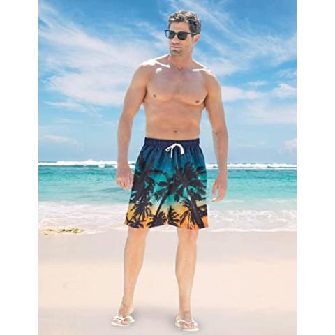 TUONROAD Mens Swim Trunks with Compression Liner 2 in 1 Board Shorts 9 Inch Quick Dry Swimming Trunks with Pockets