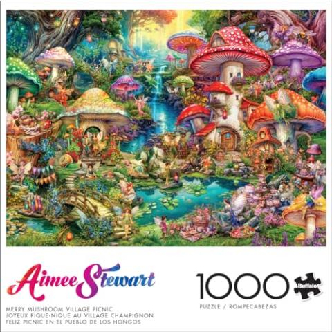 Buffalo Games - Aimee Stewart - Merry Mushroom Village Picnic - 1000 Piece Jigsaw Puzzle for Adults Challenging Puzzle Perfect for Game Nights - Finished Puzzle Size is 26.75 x 19.75