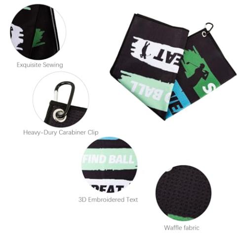 Funny Golf Towel Printed Golf Towels - Golf Bags with Clip,Microfiber Fabric Waffle Embroidered Towels Golf Accessories Golf Gifts for Men Women Golf Fan Golfer