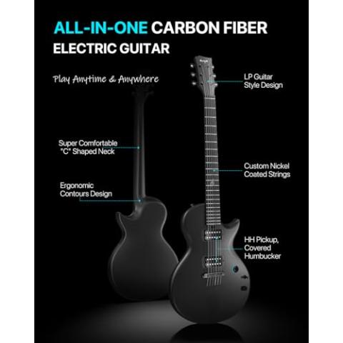 Enya Electric Guitar Nova Go Sonic Smart Electric Carbon Fiber Guitarra with 10W Wireless Speaker, Onboard Presets, Charging Cable, Adjusting Wrench, and Gig Bag