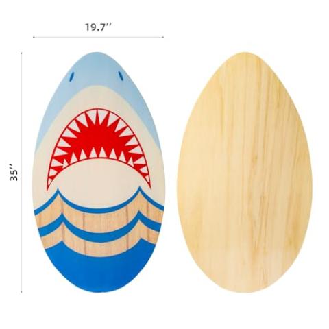 Skimboard 35 Inch Skim Boards for Beach Adults ＆ Kids, High Gloss Coat Wooden Skim Board for Beginners, Durable Lightweight Wood Body Board