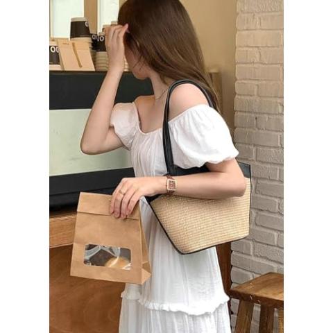 Straw Bag for Women Straw Beach Bag Tote Bag French Retro Shoulder Bag Handbag Summer Woven Hobo Bag 2024 Travel Tote Bags
