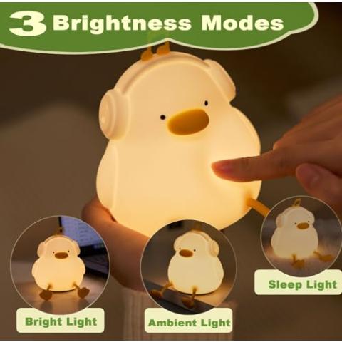 DREAMING MY DREAM Cute Duck Night Light,LED Squishy Novelty Duck Lamp,3 Level Dimmable Soft Silicone Nursery Nightlight,Night Light for Toddler Baby Kids Decor,Cool Gifts for Duck (Cute Duck)