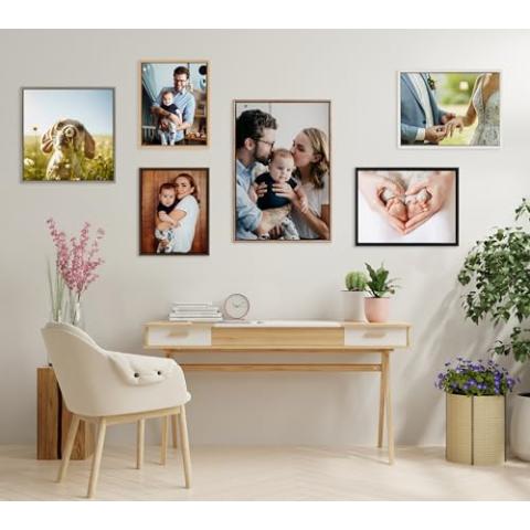 Kate and Laurel Sylvie Custom Printed Framed Canvas Wall Art, 16x20 White, Personal Canvas Print with Your Photos for Bedroom or Living Room Gallery Wall Decor | Printed and Hand Framed in the USA