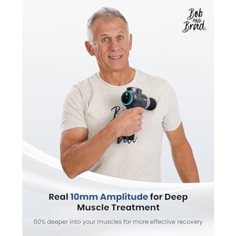BOB AND BRAD C2 Massage Gun, Mini Massager Gun Deep Tissue, Professional Electric Back Massager for Athletes, Handheld Massager with LED Stall Force Display, FSA and HSA Eligible - Silver Grey