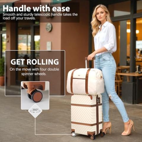 Coolife Luggage Set Suitcase Carry On Luggage PC Hardshell Luggage TSA Lock Spinner Wheels Telescopic Handle