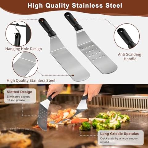 Blackstone Griddle Accessories Kit, 27Pcs Grilling Accessories Set for Blackstone and Camp Chef, Flat Top Grill Accessories Set with Spatulas, Scraper, Grill Press, Basting Cover for BBQ