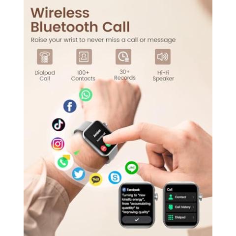 AKUMAKA Smart Watches for Women,Fitness Tracker Smartwatch for Android iPhone,1.85" Womens Watch with Blood Pressure Monitor,Calls and Messages/Heart Rate/Sleep/Female Cycle(3 Watch Bands)