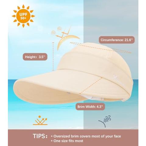 Durio Sun Hat 2 in 1 Visors for Women UPF 50+ Wide Brim Summer Beach Hats for Women Packable Safari Hiking Hat Fishing