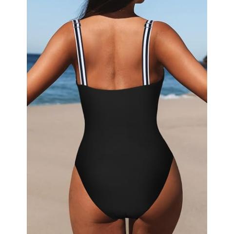 Hilor Women's Underwire One Piece Swimsuits Criss Cross Push Up Bathing Suit Retro Ruched Tummy Control Swimwear
