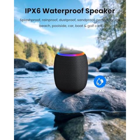 Bluetooth Speakers,Portable Wireless Speaker with 15W Stereo Sound, IPX6 Waterproof Speaker with LED Light, Bluetooth TWS, Portable Speaker for Shower Outdoor Party Beach Camping