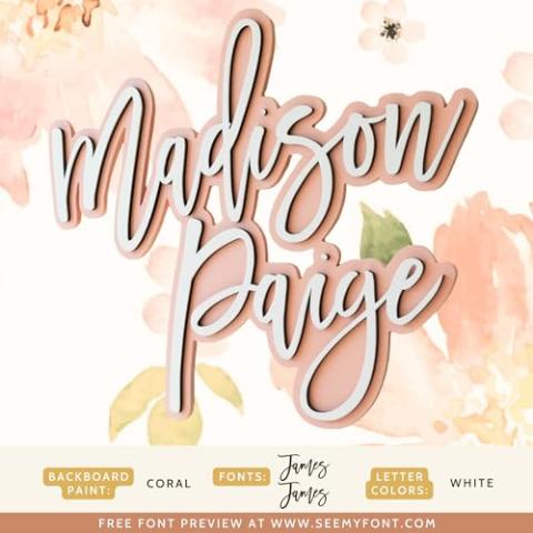 Custom Wood Name Sign for Nursery or Kids Room, Instant Font Preview, Multiple Styles Available Unpainted, Painted or Stained, Personalized Baby Gift (Backboarded Name Sign - Script + Script Font)