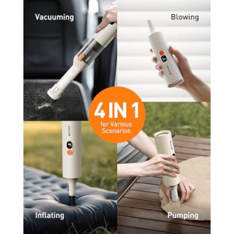 OXILAM Handheld Vacuum Cordless, 4 in 1 Car Vacuum Portable Cordless with 14000Pa Strong Suction, Multi-Nozzles Cordless Vacuum Cleaner Hand Held Small Vacuum Cleaners for Home, Pet, Car, Office