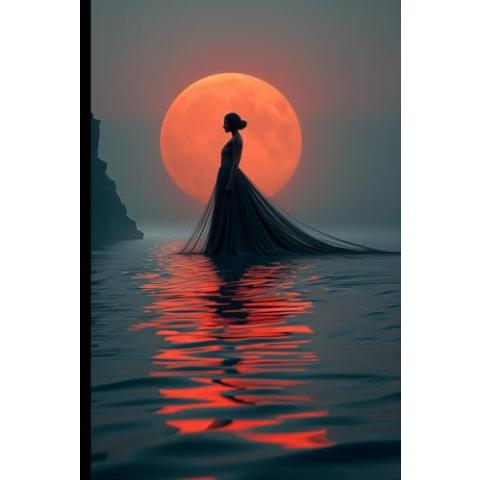 WishMerge Red Moon Magic Bullet Journal Cover Design