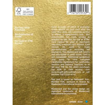 $100 Mastercard Gift Card (plus $5.95 Purchase Fee)