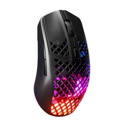 SteelSeries Aerox 3 Wireless - Holey RGB Gaming Mouse - Ultra-lightweight Water Resistant Design - 18K DPI TrueMove Air Optical Sensor- Onyx