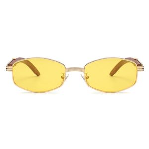mincl 2024 Polygon Sunglasses - Trendy Wooden Frames