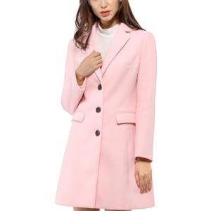 Allegra K Pink Pea Coat: Long Winter Coat Gift