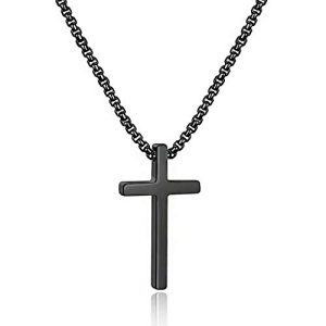 M MOOHAM Black Stainless Steel Cross Necklace