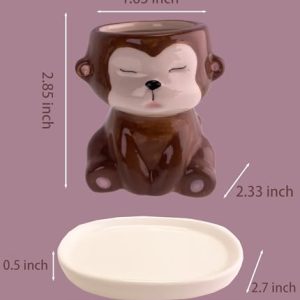 SWONVI Cute Monkey Ceramic Planters – 2 pcs