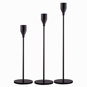 SUJUN Matte Black Candle Holders Set