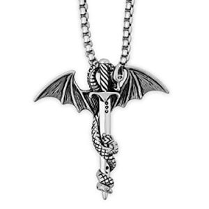 HAQUIL Dragon Sword Necklace: Gothic Men's Gift