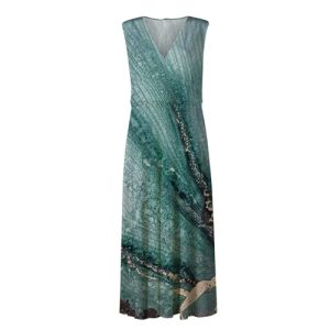 Women’s Marble Floral Print Maxi Dress – Summer 2024