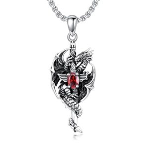 CEKAMA Cross Sword Dragon Necklace