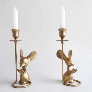 Mouse Reading Taper Candle Holders