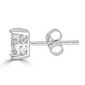 1/4Ct Round Diamond Stud Earrings: Elegant Sterling Silver Set