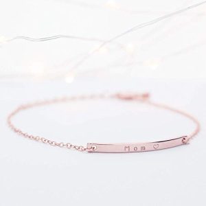 Personalized 16K Gold Name Bar Bracelet - Elegant Gift