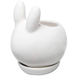 MyGift Mini Ceramic Bunny Planter
