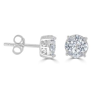 1/4Ct Round Diamond Stud Earrings: Elegant Sterling Silver Set