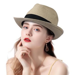 UPF 50+ Straw Fedora Hat