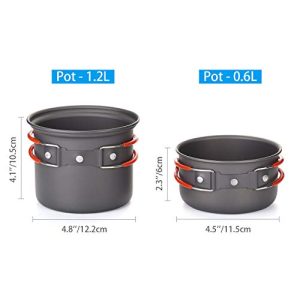 Odoland 6pcs Camping Cookware Mess Kit
