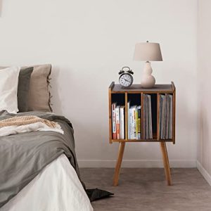 2BHOME Wooden LP Record Player Stand with 4 Cabinets