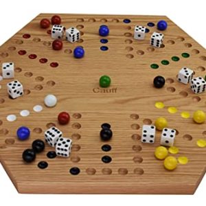 Solid Oak Double Sided Marble Board Game – Hand Painted 20 Inch