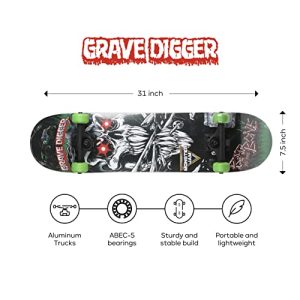 Monster Jam 31 Inch Skateboard - 7-Ply Maple Deck
