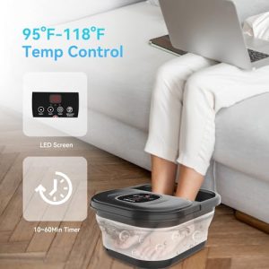 CuPiLo Foot Spa Bath Massager with Heat, Collapsible Foot Massager