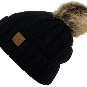C.C Cable Knit Fleece Lined Beanie: Cozy Winter Hat Gift