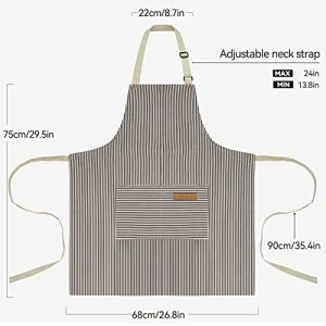 NLUS Kitchen Cooking Aprons, 2 Pack – Black/Brown Stripes