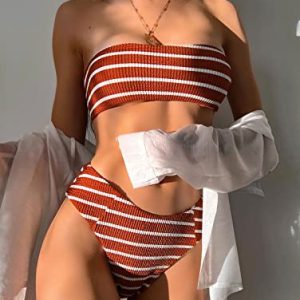 ZAFUL Women’s Lace Up Ribbed Bikini Set