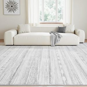 Machine Washable Distressed Area Rug: Boho Chic Decor Addition