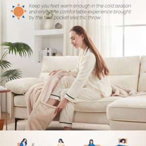 Westinghouse Electric Throw Blanket with Foot Pocket – 50×62 Beige