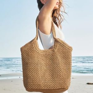 Large Straw Mesh Beach Bag