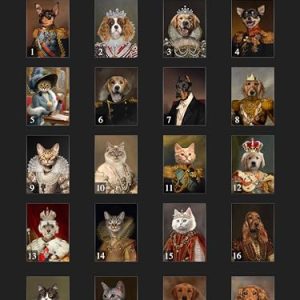 Custom Royal Pet Portrait: Regal Gift for Pet Owners